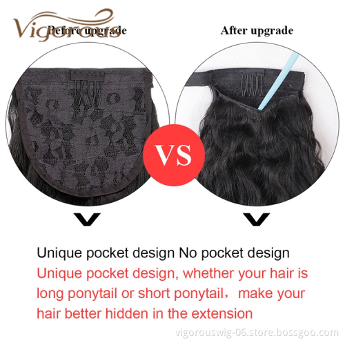 Cheapest Wholesale High Girls Comb Hairpiece Extension Tie Clip Ins Afro Kinky Elastic Hair Band Ponytail Drawstring
